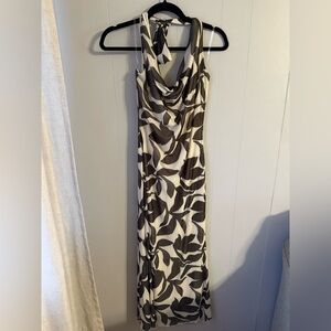 Elegant Brown and White Patterned Dress